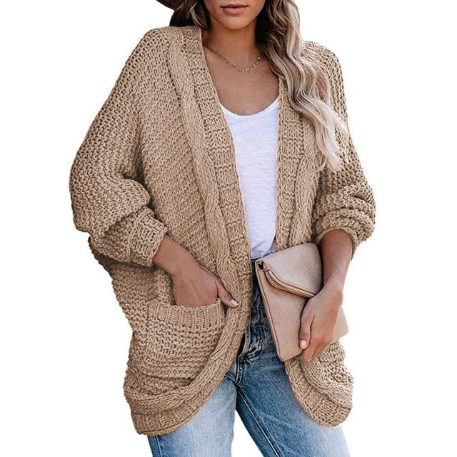 Women's Casual Twisted Rope Bat Sleeve Jacket