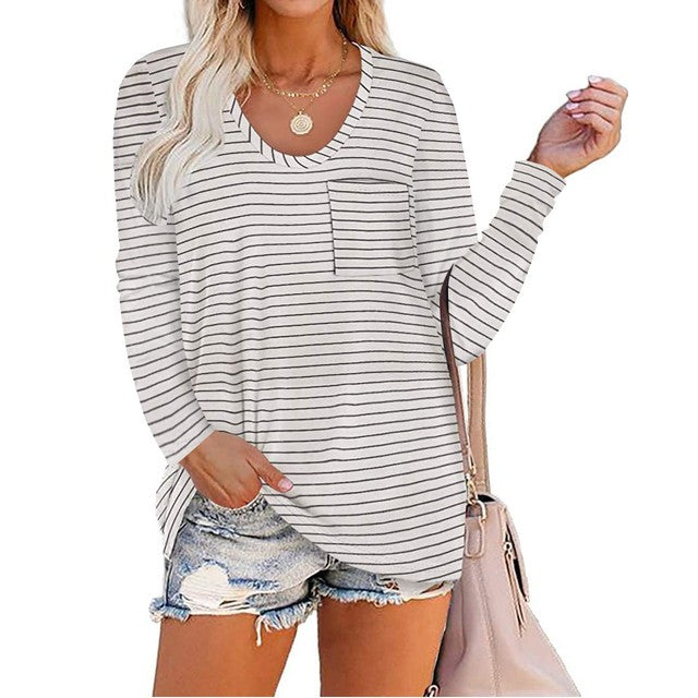 Marled Long Sleeve Scoop Neck Tunic Top