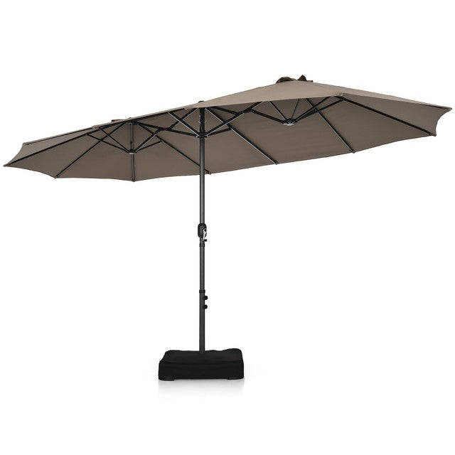 15FT Steel Double Sided Patio Umbrella W/ Base and Crank