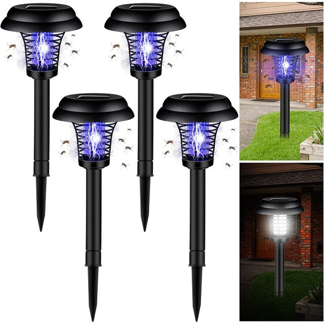 8 Pack: 2-n-1 Bug Zapper Outdoor Waterproof Solar Mosquito Killer