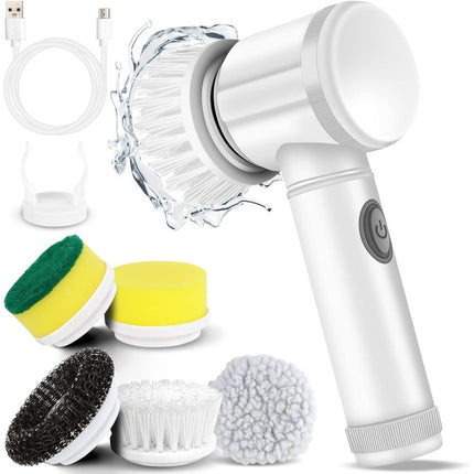 Cordless Rechargeable Spin Scrubber With 5 Heads