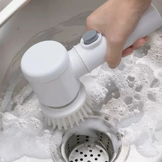 Cordless Rechargeable Spin Scrubber With 5 Heads